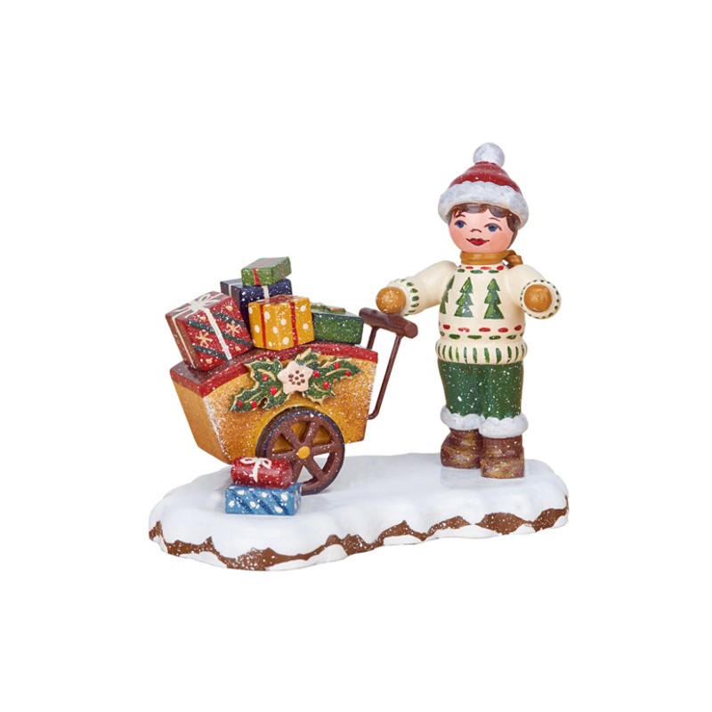 Hubrig Volkskunst GmbH Winterkinder Geschenkekind mit Wagen 110h0043