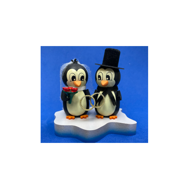 Holzkunst Held Pinguin auf Eisscholle Hochzeit P1323