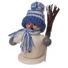 Räuchermann Schneemann mit blauer Mütze und Besen Egermann 963 blau
