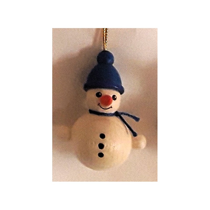 Baumbehang Schneemann mit blauer Mütze Holzwaren Egermann 346/H blau