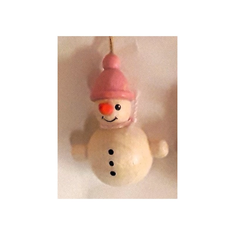 Baumbehang Schneemann mit rosa Mütze Holzwaren Egermann 346/H rosa