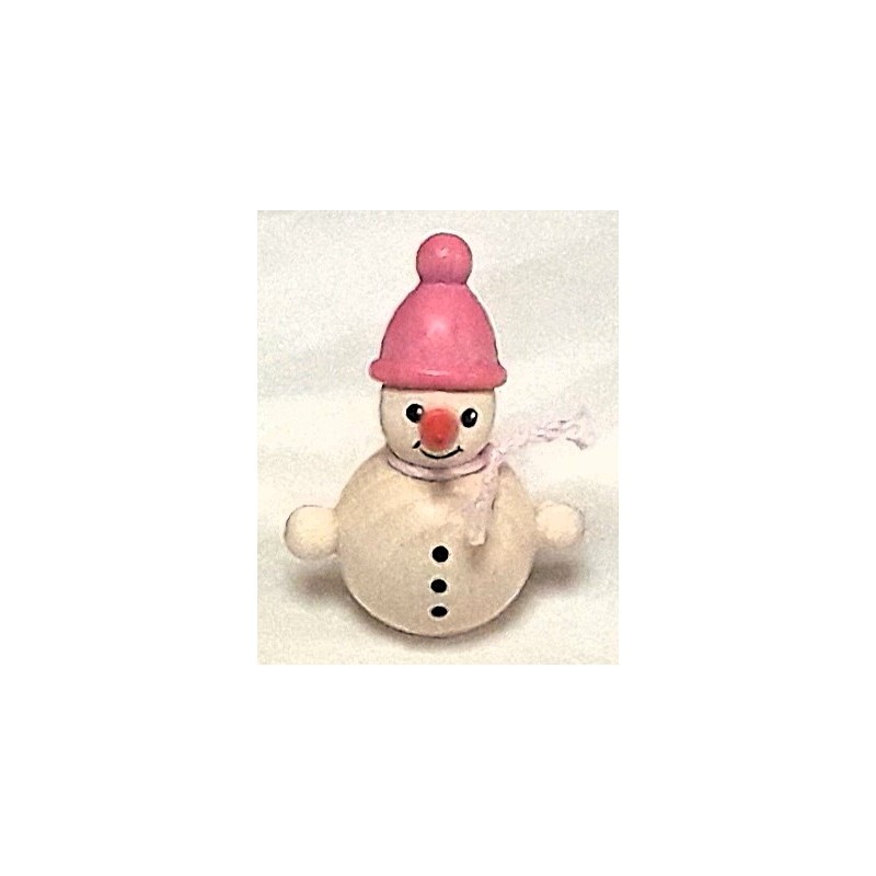 Schneemann Mini mit rosa Mütze Holzwaren Egermann 346 rosa