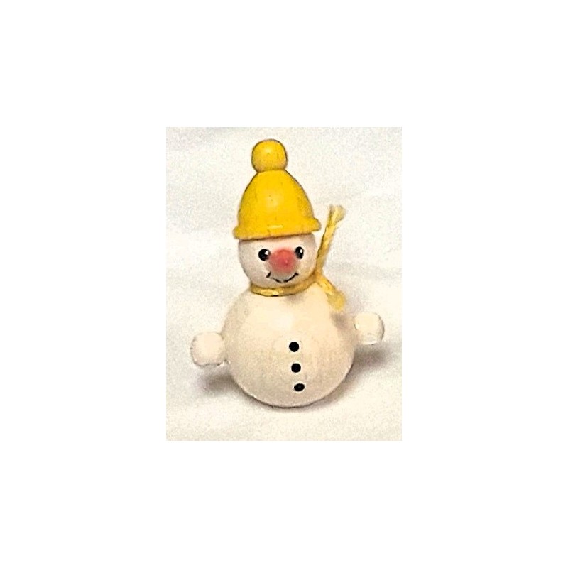 Schneemann Mini mit gelber Mütze Holzwaren Egermann 346 gelb