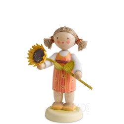 Werkstätten Flade Flachshaarkinder Mädchen mit Sonnenblume 5270