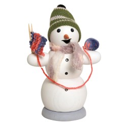 Räuchermann Schneemann mit Strickzeug Kuhnert 35039