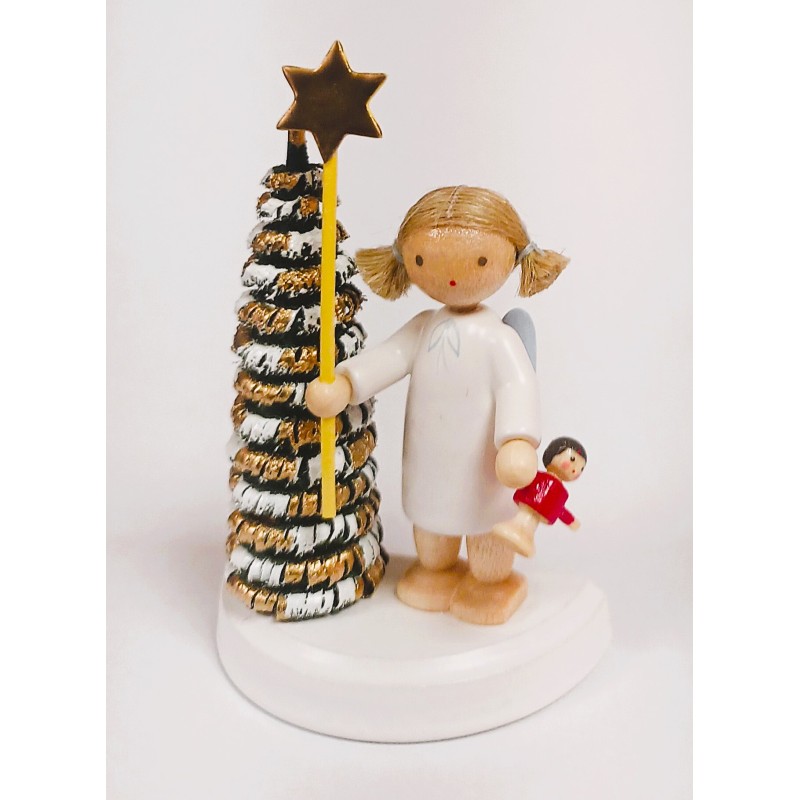 Werkstätten Flade Flachshaarengel Weihnachtsbaum Stern Puppe Flade 6106