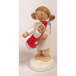 Werkstätten Flade Flachshaarengel mit Schokoweihnachtsmann Flade 6143
