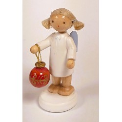 Werkstätten Flade Flachshaarengel mit Christbaumkugel Flade 6152