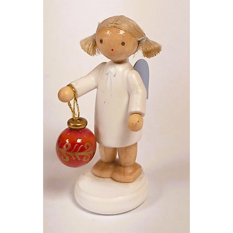 Werkstätten Flade Flachshaarengel mit Christbaumkugel Flade 6152