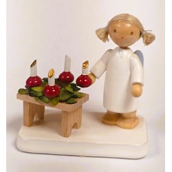 Werkstätten Flade Flachshaarengel  mit Adventskranz Flade 6189