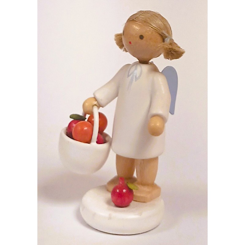 Werkstätten Flade Flachshaarengel mit Apfelkorb Flade 6194