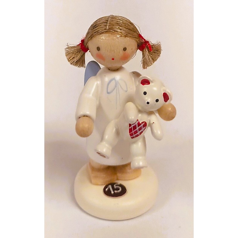 Werkstätten Flade Flachshaarengel mit Teddy Nr. 15 Flade 61100