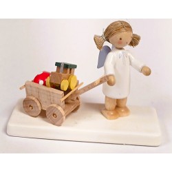 Werkstätten Flade Flachshaarengel mit Bollerwagen Flade 61126