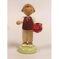 Werkstätten Flade Flachshaarkinder Junge mit Blumenstrauß Flade 5102