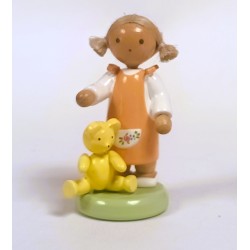 Werkstätten Flade Flachshaarkinder Mädchen mit Teddy Flade 5121