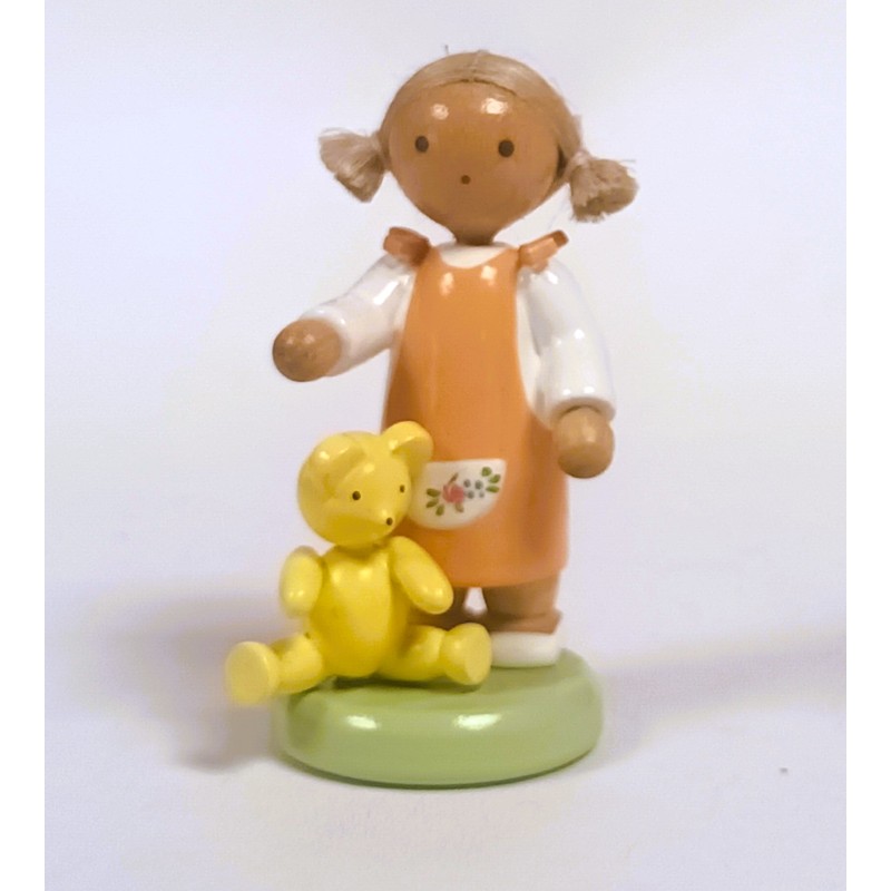 Werkstätten Flade Flachshaarkinder Mädchen mit Teddy Flade 5121