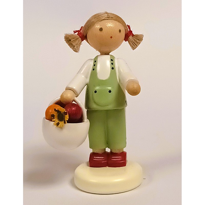 Werkstätten Flade Flachshaarkinder Mädchen mit Apfelkorb Flade 5149