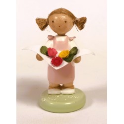 Werkstätten Flade Flachshaarkinder Mädchen mit Frühlingsblumen Flade 5195