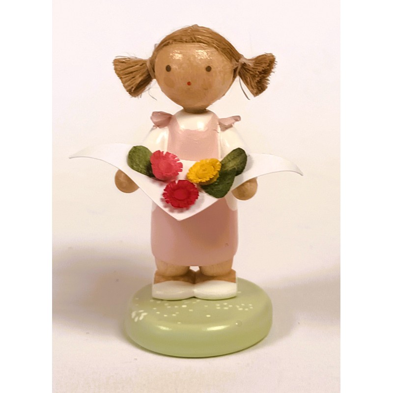 Werkstätten Flade Flachshaarkinder Mädchen mit Frühlingsblumen Flade 5195