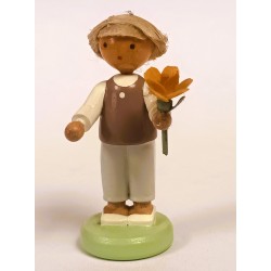Werkstätten Flade Flachshaarkinder Junge mit gelber Rose Flade 5223