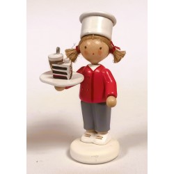 Werkstätten Flade Flachshaarkinder Mädchen mit Schwarzwälder Torte 5263