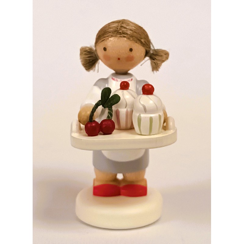 Werkstätten Flade Flachshaarkinder Mädchen mit Cupcakes 5264