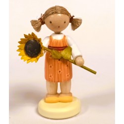 Werkstätten Flade Flachshaarkinder Mädchen mit Sonnenblume 5270