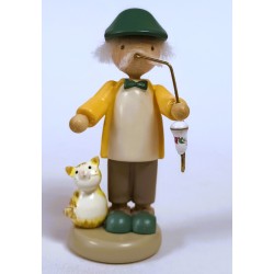 Werkstätten Flade Flachshaarkinder Großvater mit Kätzchen Flade 5304