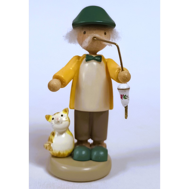 Werkstätten Flade Flachshaarkinder Großvater mit Kätzchen Flade 5304