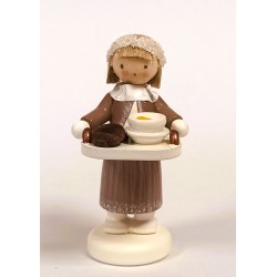 Werkstätten Flade Flachshaarkinder Mädchen mit Apfelpunsch Torte 5417
