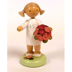 Werkstätten Flade Flachshaarkinder Mädchen mit Blumenstrauß Flade 5607
