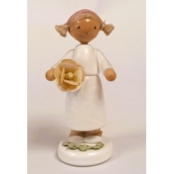 Werkstätten Flade Flachshaarkinder Mädchen mit gelber Rose Flade 5605