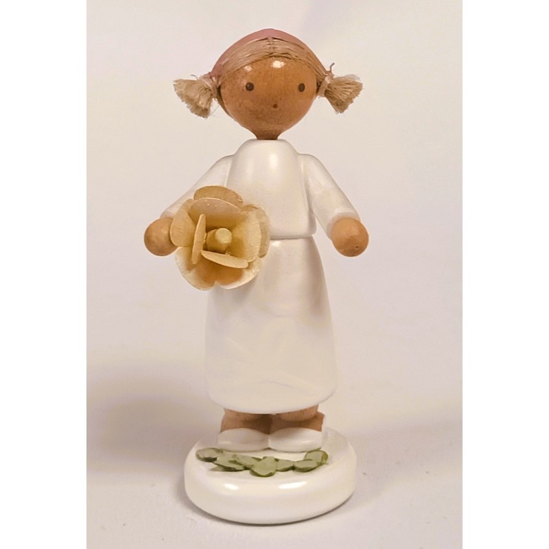 Werkstätten Flade Flachshaarkinder Mädchen mit gelber Rose Flade 5605