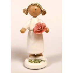 Werkstätten Flade Flachshaarkinder Mädchen mit rosa Rose Flade 5604