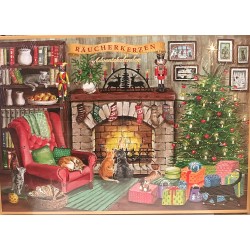 Räucherkerzen - Adventskalender Katzen am Kamin