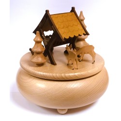 Spieldose mit Futterkrippe und Rehen Zeidler 4077