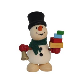 Ullrich Kunsthandwerk Schneemann mit Geschenken und Glocke Paul Ullrich 0843