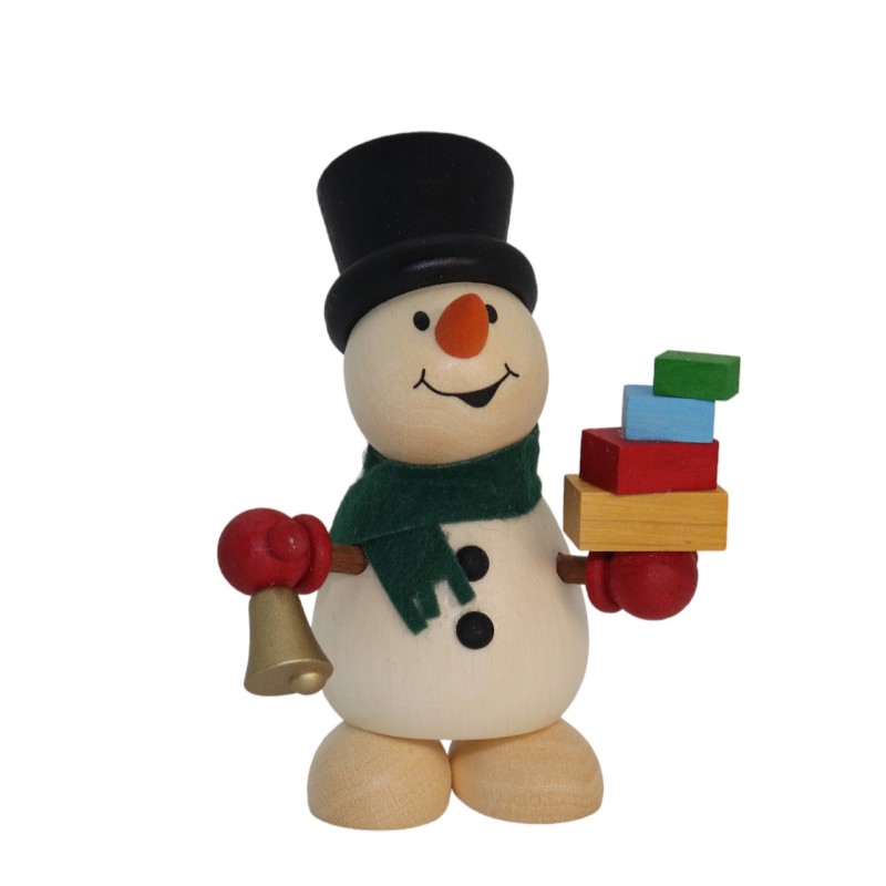 Ullrich Kunsthandwerk Schneemann mit Geschenken und Glocke Paul Ullrich 0843