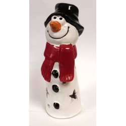 Keramik Schneemann Cooli mit Zylinder beleuchtet