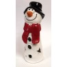 Keramik Schneemann Cooli mit Zylinder beleuchtet Keramik Schneemann Cooli mit Zylinder beleuchtet