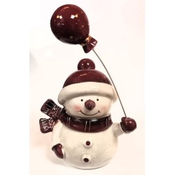 Keramik Schneemann Rudolf mit Luftballon Seyko 430496