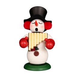 Räuchermann Schneemann mit Panflöte Neu Christian Ulbricht 010081