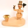 Leuchter Schneemann mit Besen und Vogel Drechslerei Volkmar Wagner 17L