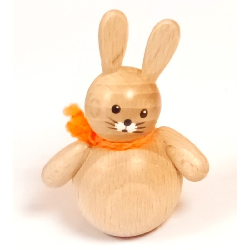 Hase gerade stehend natur mit orangem Schal Egermann 606 natur