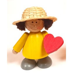 Mädchen mit Strohhut und Herz gelb Egermann 451/1 gelb