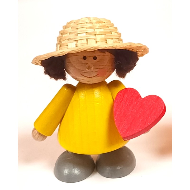 Mädchen mit Strohhut und Herz gelb Egermann 451/1 gelb