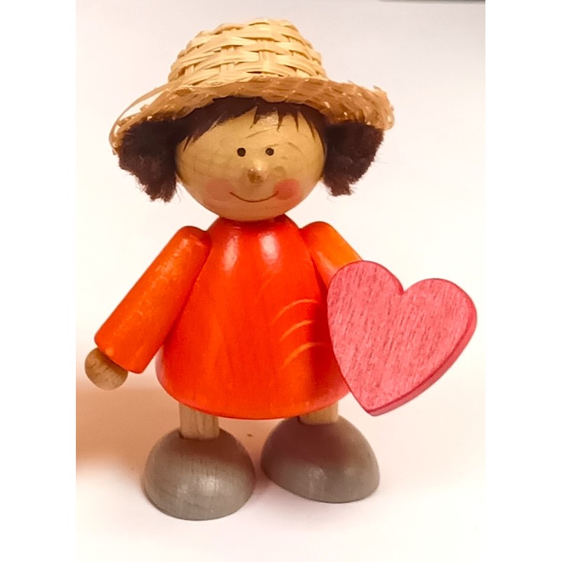Mädchen mit Strohhut und Herz orange Egermann 451/1 orange