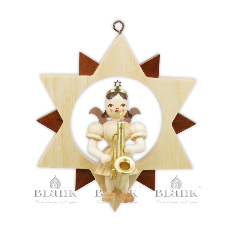 Blank Engel im Stern natur mit Saxophon ES 035