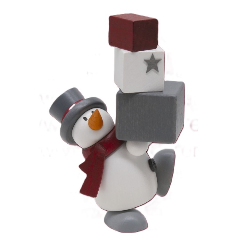 Hobler Figuren Schneemann Otto mit Geschenkestapel neu 8214