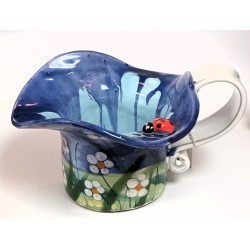 Keramik Übertopf blau mit Marienkäfer Seyko